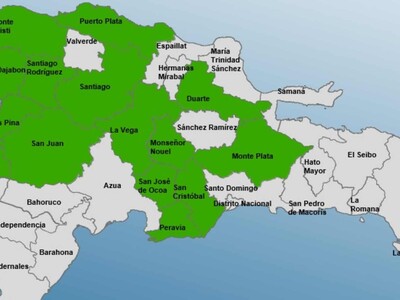 Clima en RD: COE coloca 14 provincias en alerta verde por lluvias