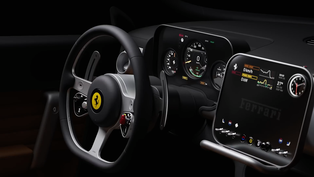 Ferrari ha vuelto a mostrar el interior de su coche eléctrico: el diseño de Jony Ive deja clara su postura sobre las pantallas
