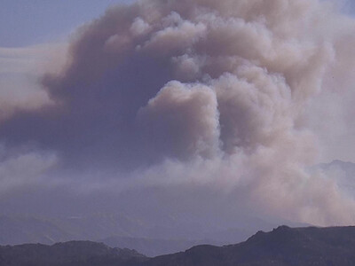 Siete incendios forestales avivados por los vientos en California