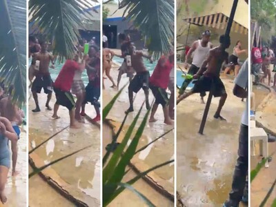 Pelea a botellazos en parque acuático de Santiago Oeste deja heridos