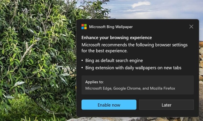 Bing Wallpaper: Microsoft vincula el escritorio con Bing y no permite desactivarlo